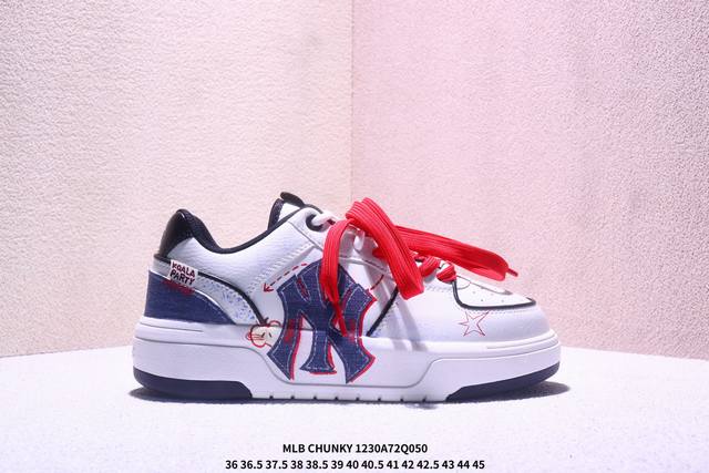 Mlb Chunky Liner Denim Trendy Versatile Thick-Soled Height-Increasing Comfortabl