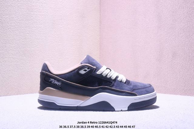 Air Jordan 4 Retro Flight Court Low-Top AJ4, Jordan 4, AJ4 Low-Top White and Pur