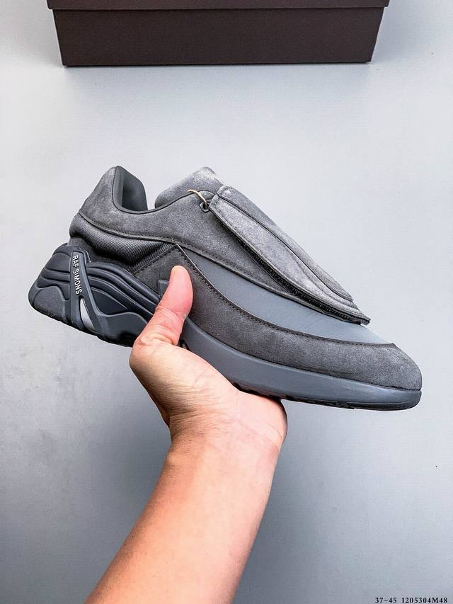 Factory Grade Raf Simons Cylon-21 Trendy Sporty Fabric Leather Round Toe Lace-u