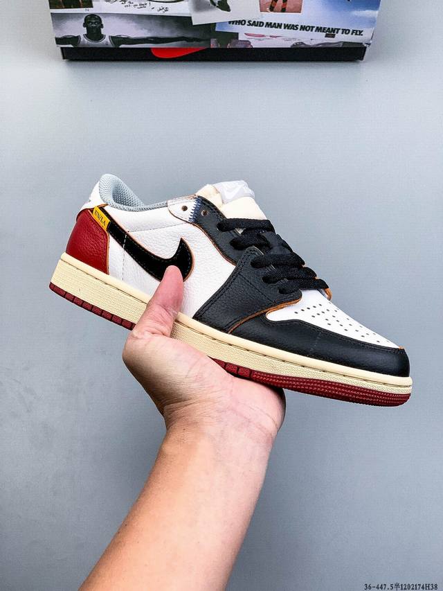 Company-grade top-grain leather! Nike Air Jordan 1 Low (AJ1) trendy casual sneak