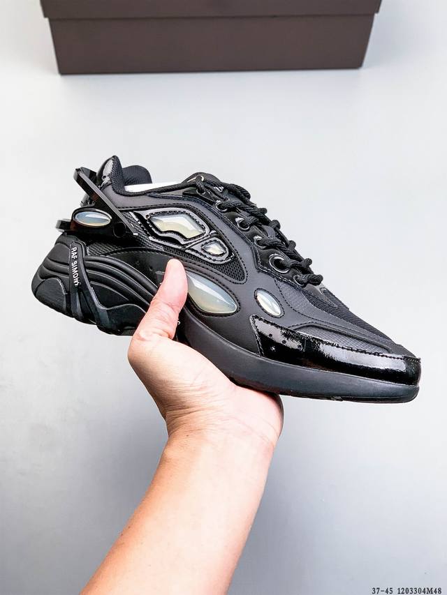 Company Grade Raf Simons Cylon-21 Trendy Sporty Fabric Leather Round Toe Lace-up