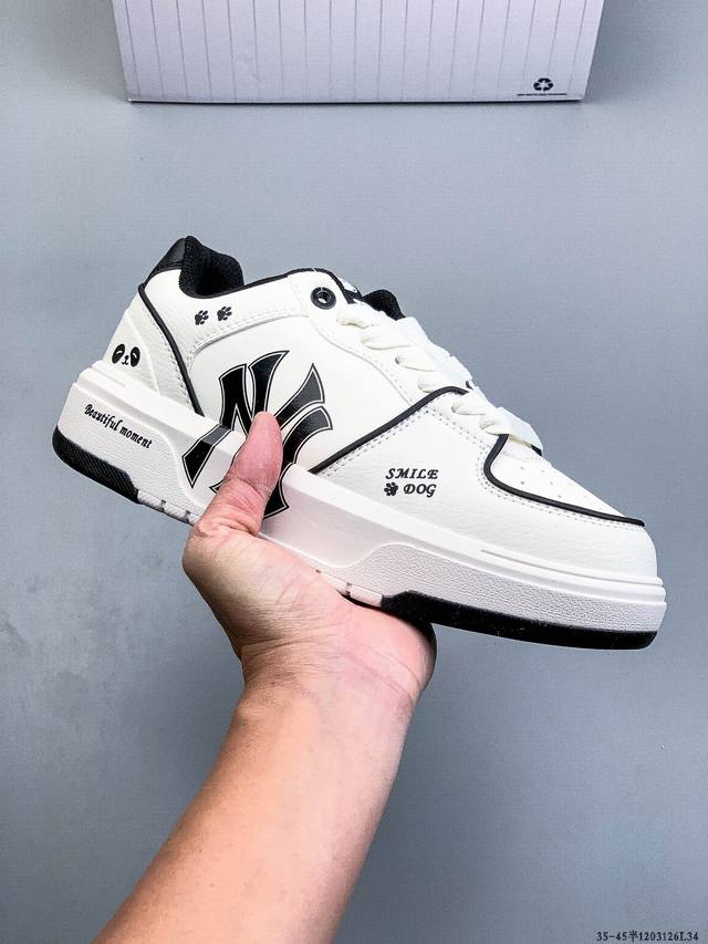 Company Grade! Mlb Chunky Liner Casual Running Shoes, Printed Leather Sports Sho