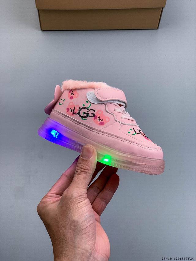 Ugg 2025 Autumn/Winter New Children's Light-Up Shoes, Warm and Casual Shoes for