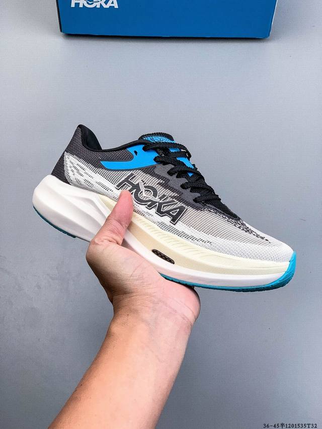 Based on the original last of the Hokka, this shoe features a high-tech synthet