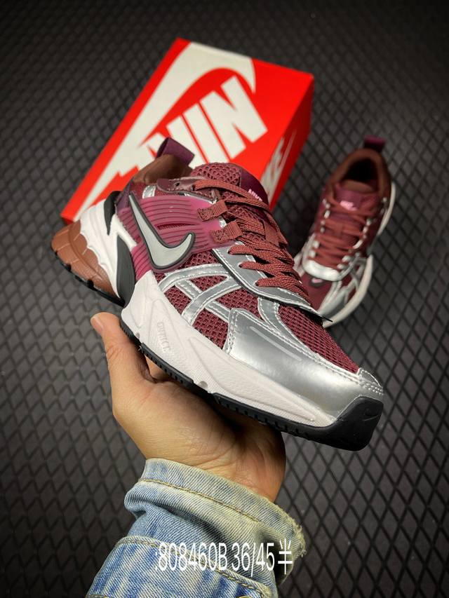 B Factory Grade Nike V2K Run Retro Style Breathable Mesh Sneakers. The grey-silv