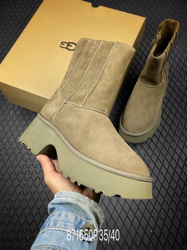 F Top-tier version of Ugg Fishman platform pencil boots, 5cm thick sole, a popul