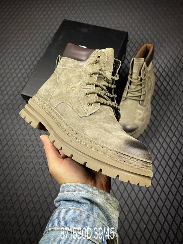 Ecco Men's Boots, Yellow Boots, Anti-slip Thick-soled Martin Boots, Work Boots,