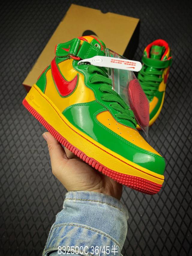C Factory Grade Nike Air Force 1 Low Mirror Green Gold Red Air Force 1 Mid-Top S