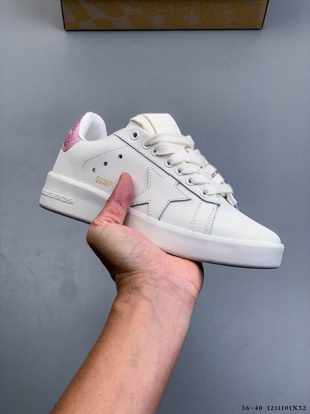 Company Grade! Golden Goose Purestar Hollow-Out Star Casual Round Toe Lace-up Lo