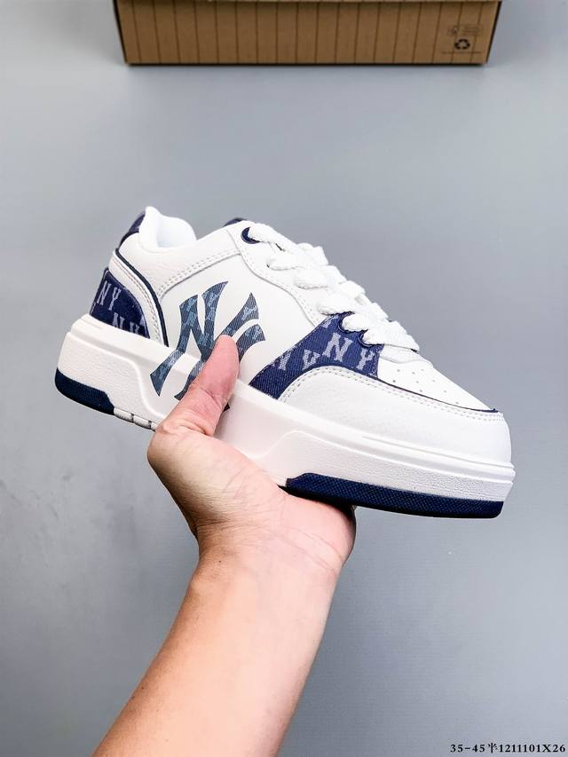 Company Grade! Mlb Chunky Liner Casual Running Shoes, Printed Leather Sneakers,