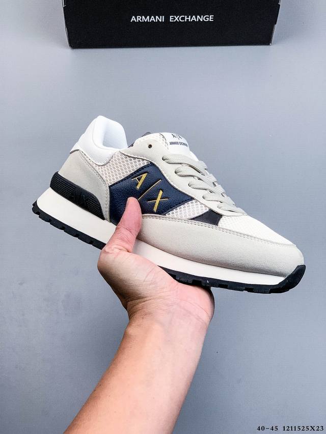 Armani Exchangeae Fabric Armani Logo Print Ax Mesh Patchwork Casual Shoes 121152