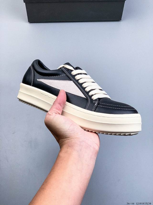 Rick Owens Ro Hollywood Owens Calfskin Round Toe Lace-up Low-top Sneakers - Top-