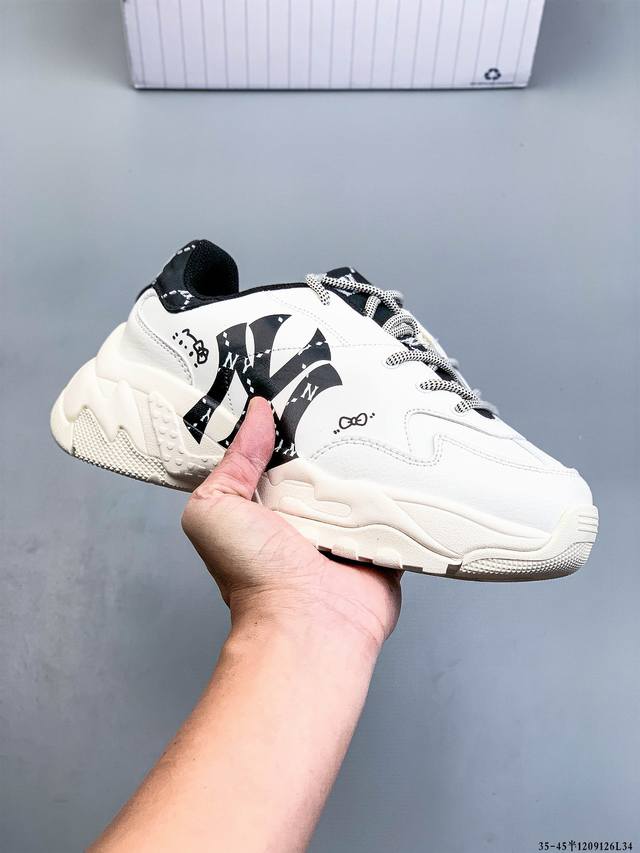 Company Grade! Mlb Chunky Liner Casual Running Shoes, Printed Leather Sports Sho