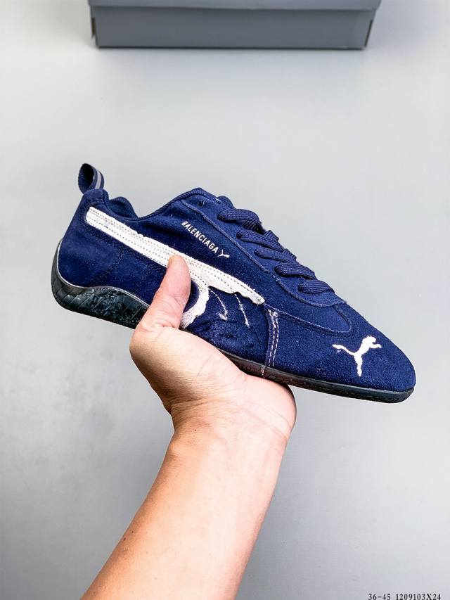 Company Grade! Puma x Balenciaga Speedcat series thin-soled cowhide suede round