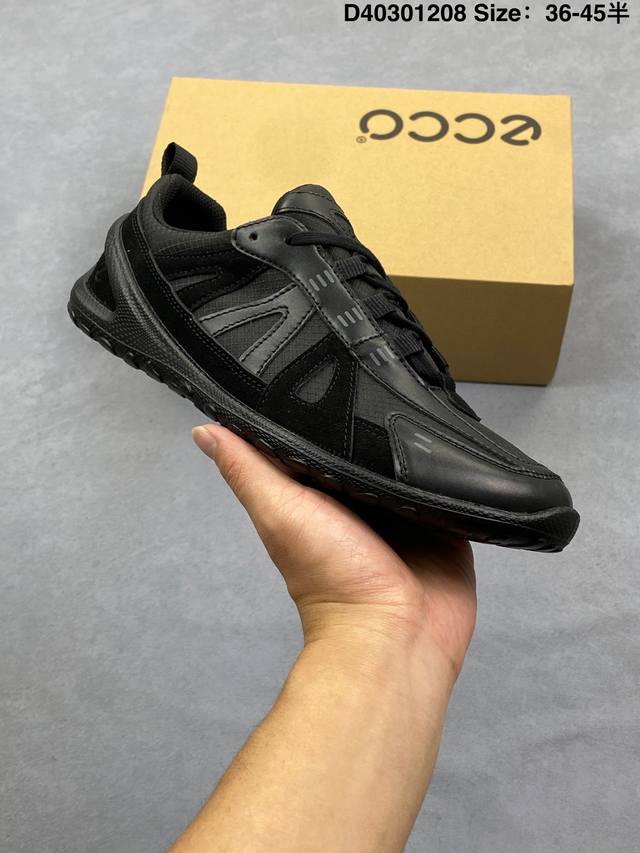 Factory Grade Ecco Biom Lite Series Leather Round Toe Thick Sole Lace-up Low-to