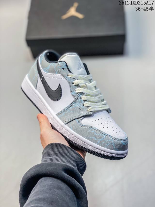 Top-Grain Glow-in-the-Dark Shoes, Factory Grade Jordan Air Jordan 1 Low AJ1 Wh.