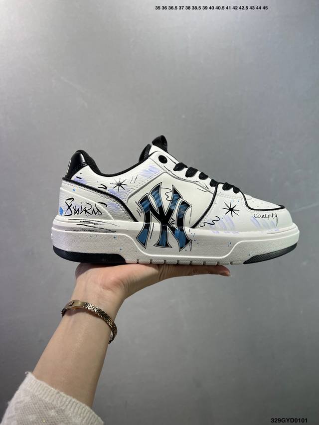 Company Grade Mlb Ny Printed Popular Dad Shoes Graffiti Prank 6cm Height Increa