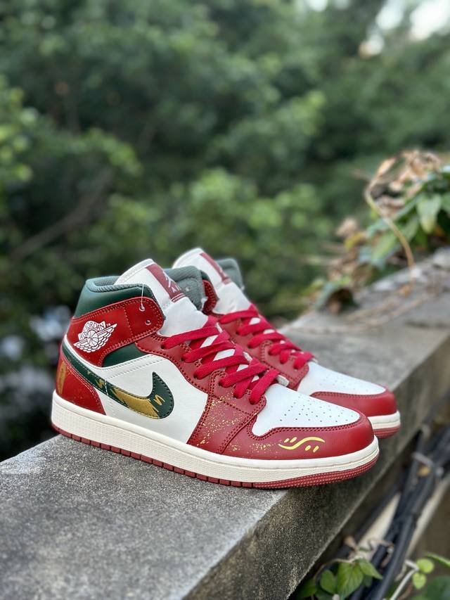 Year of the Horse Series Nike Air Jordan 1 Mid Aj Low-Top Classic Retro Cultural