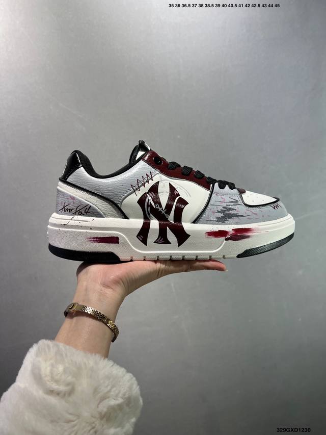 Company Grade Mlb Ny Printed Popular Dad Shoes Graffiti Prank 6cm Height Increa