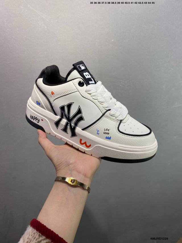 Company Grade Mlb Ny Printed Popular Dad Shoes Graffiti Prank 6cm Height Increa