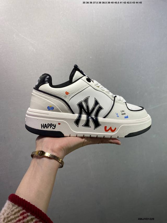 Company Grade Mlb Ny Printed Popular Dad Shoes Graffiti Prank 6cm Height Increa