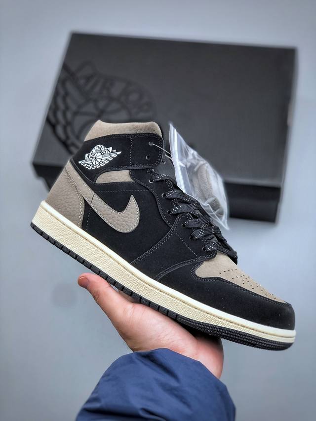 E Nike Air Jordan 1 Mid Aj1 Grey/Black Mid-Top Casual Sneakers. Perfect quality,