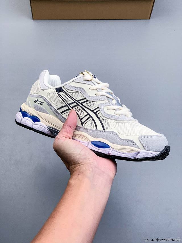 Asics Gel-Nyc 2055 features a breathable mesh upper with some synthetic leather