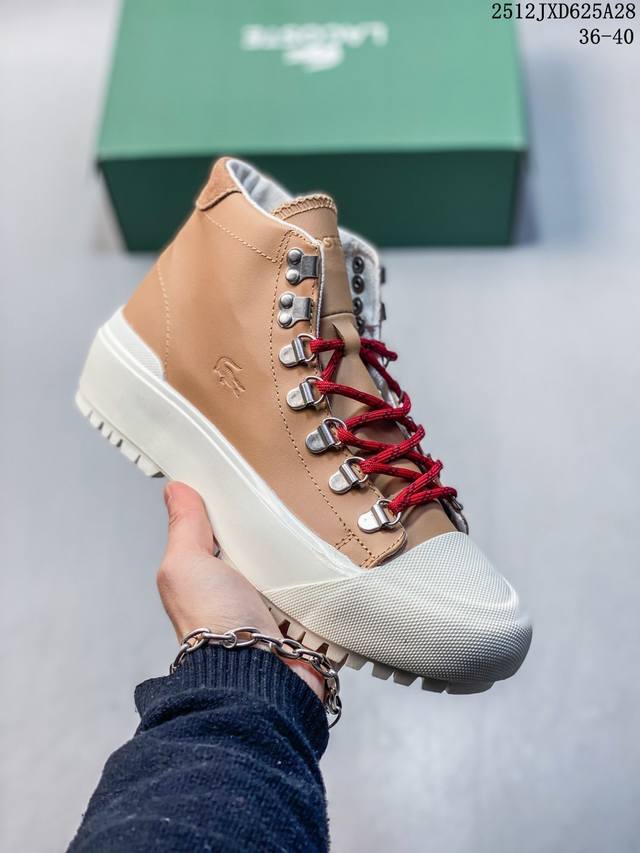 New Arrival Lacoste Men's Basketball Shoes, High-Top Casual Shoes, Fabric Canvas