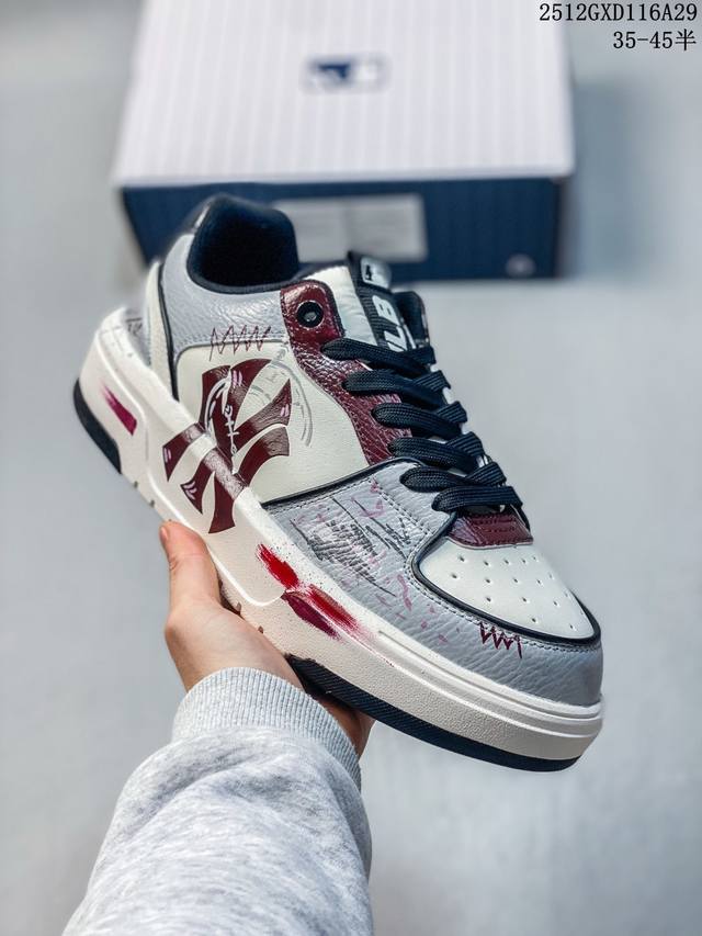 Company Grade Mlb Ny Printed Popular Dad Shoes Graffiti Prank 6cm Height Increa