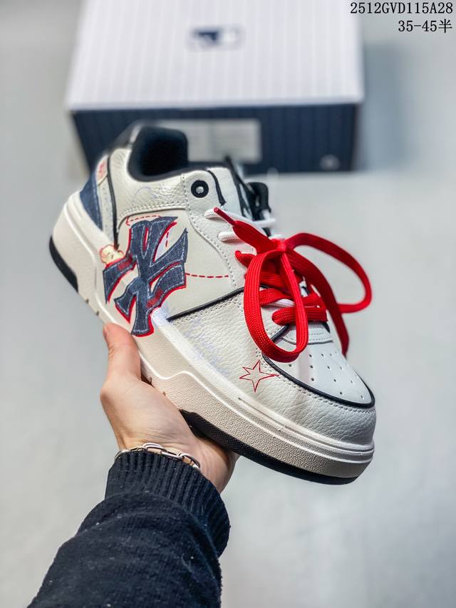 Company Grade Mlb Ny Printed Popular Dad Shoes Graffiti Prank 6cm Height Increa