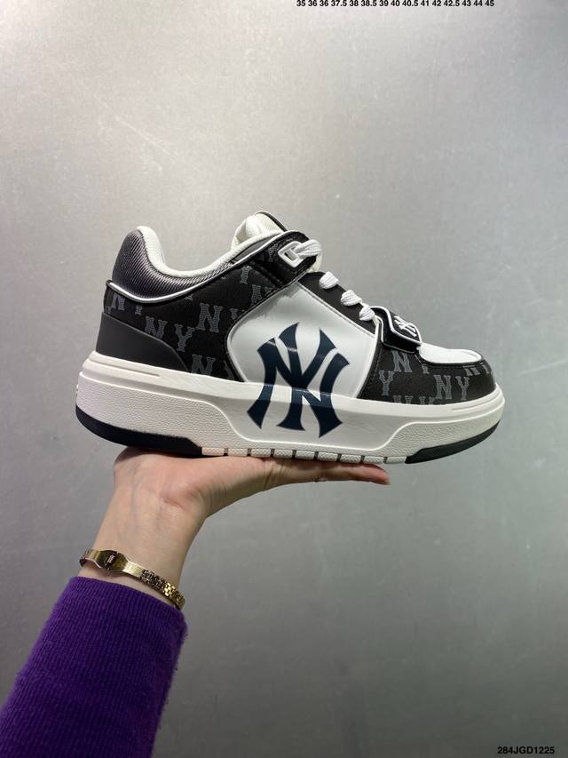 Mlb Chunky Liner Denim Trendy Versatile Thick-Soled Height-Increasing Comfortabl