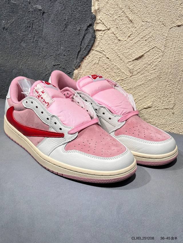 Travis Scott X Air Jordan 1 Low (Pink Reverse Swoosh Collaboration) This low-top