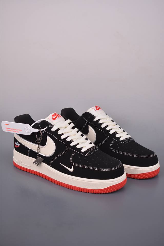 Nike Air Force 1 Low Black/Red. Made with original last and cardboard, this is