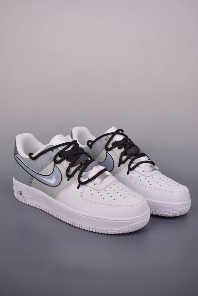 Nike Air Force 1 Low, Fog Grey Deconstructed Lace-up Shoes. Made with original