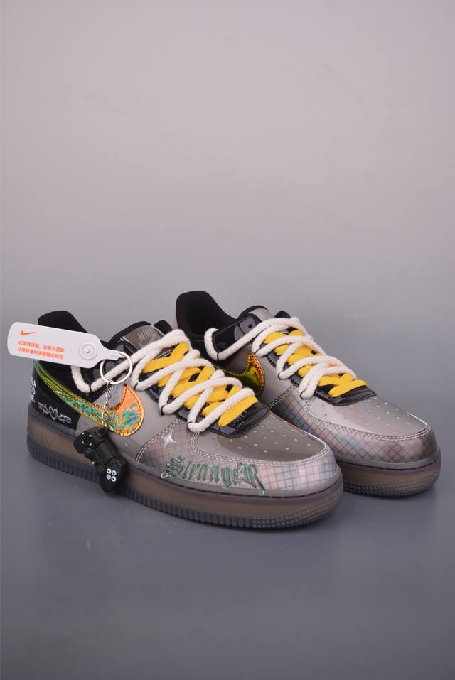 Nike Air Force 1 Low Halloween Deconstructed Strappy Shoes. Made with original