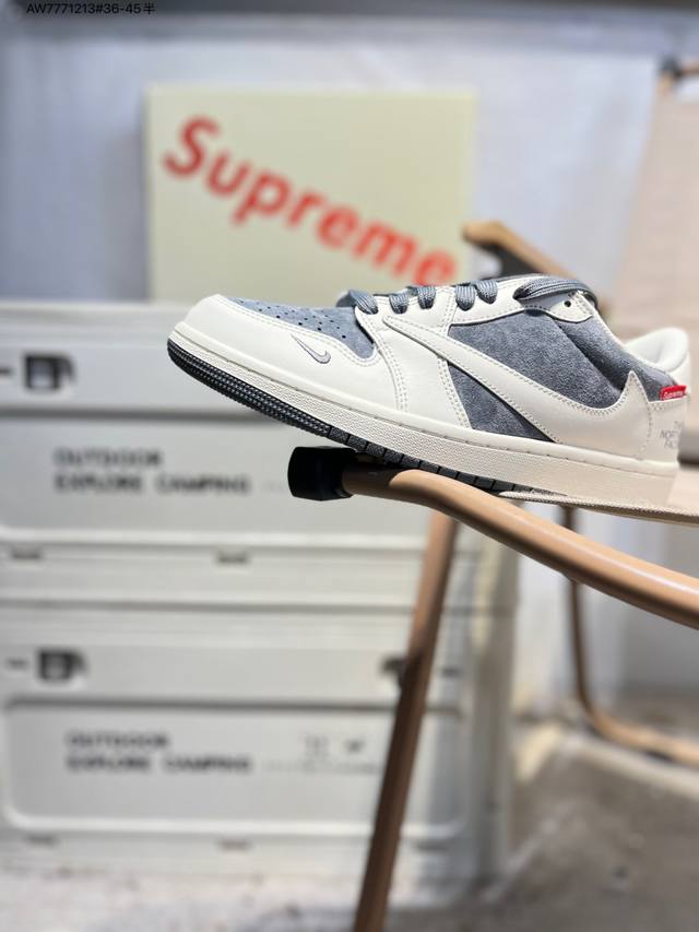 Factory Grade Top Grain Leather North Face X Jordan Air Jordan 1 Low AJ1 Low-To