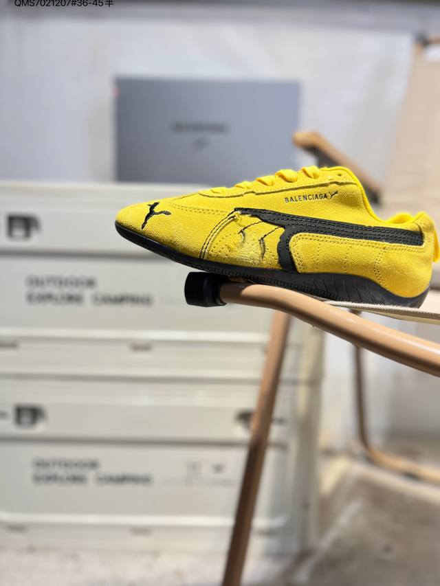 Puma x Balenciaga Speedcat series thin-soled cowhide suede round toe distressed