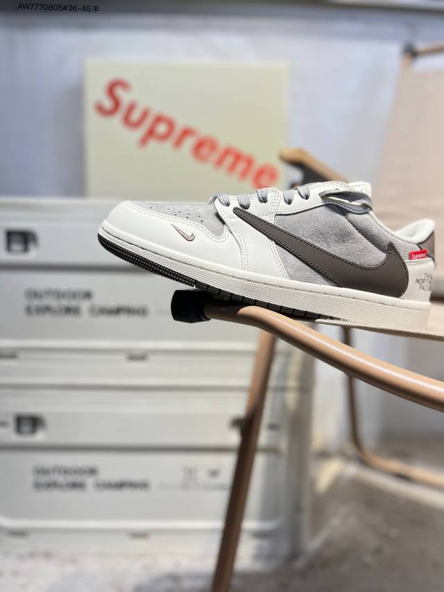 Factory Grade Top Grain Leather North Face X Jordan Air Jordan 1 Low AJ1 Low-To