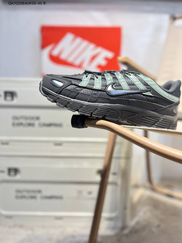 Nike P-6000 Laser Blue Retro Tech-Style Dad Shoes. The shoe features a crisscro