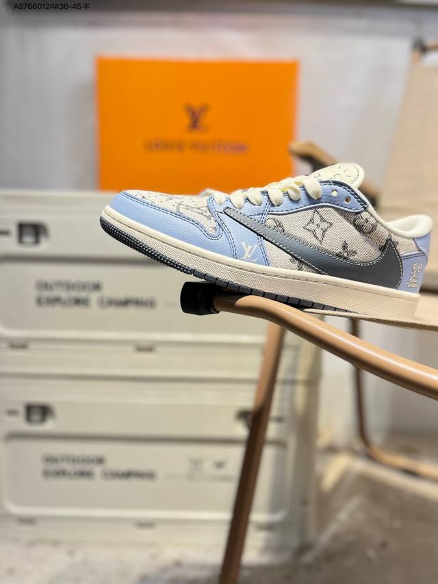 Factory Grade Top Layer Leather LV X Jordan Air Jordan 1 Low AJ1 Low-Top Basket