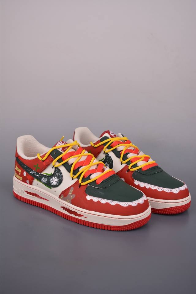 Nike Air Force 1 Low Christmas Frosting Deconstructed Straps. Made with origina