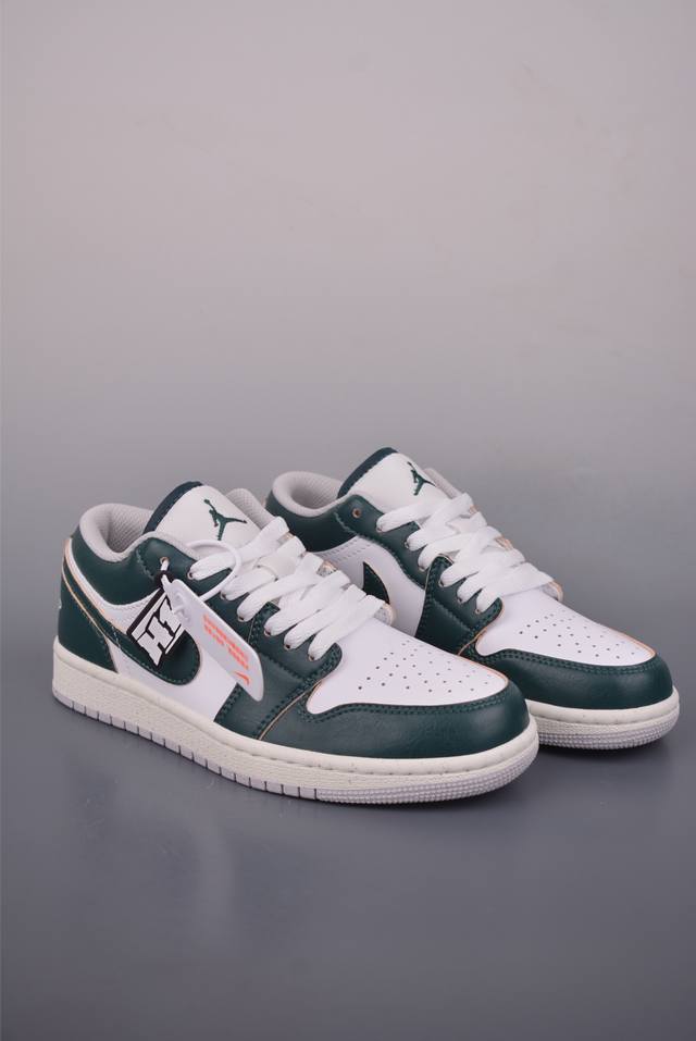 Air Jordan 1 Low White/Green ( ) AJ1 Low-top Casual Sneakers, synchronized with