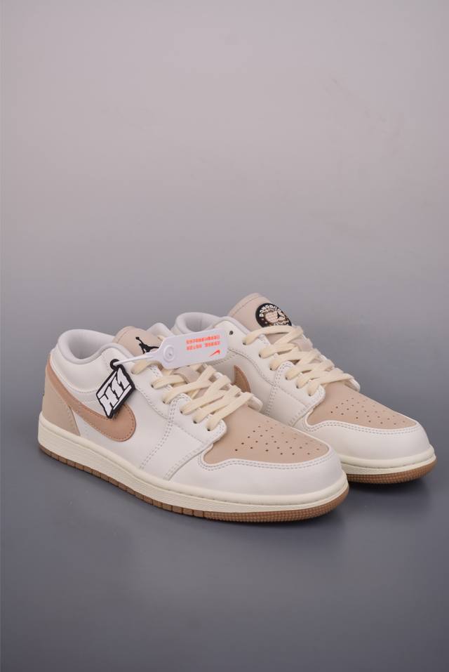 Air Jordan 1 Low White/Brown ( ) AJ1 Low-Top Casual Sneakers, synchronized with