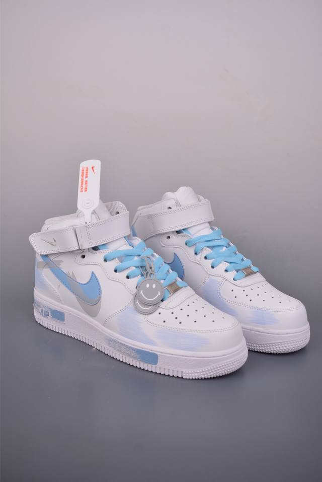 Nike Air Force 1 Mid-Length Hand-Painted Graffiti, Original Last and Cardboard