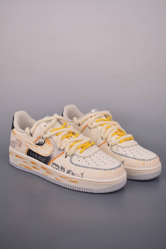 Nike Air Force 1 Low, hand-painted graffiti deconstructed strap design, origina