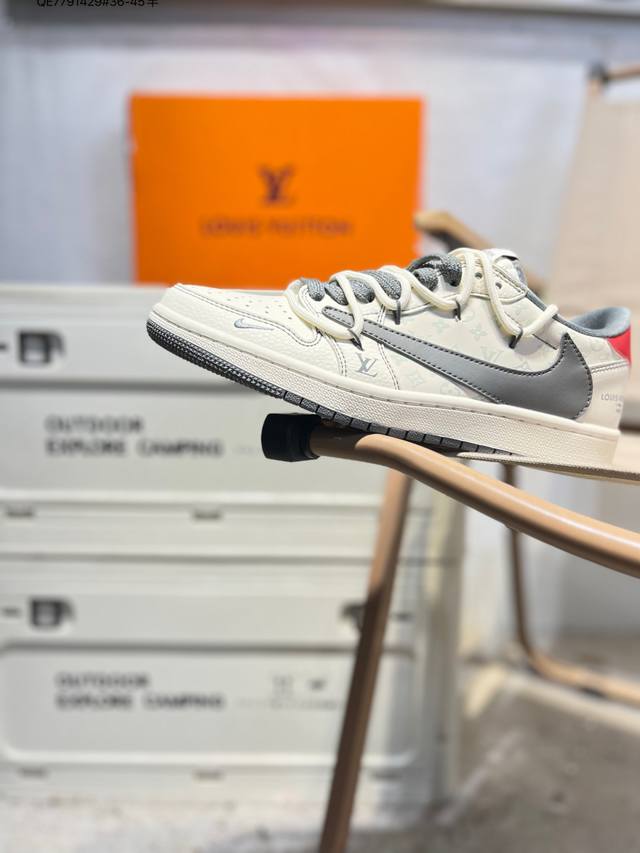 Factory Grade Top Layer Leather LV X Jordan Air Jordan 1 Low AJ1 Low-Top Basket