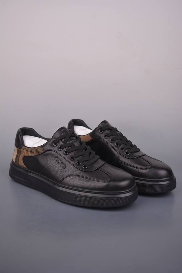 Ecco Men's Trendy Shoes, Men's Training Shoes, Checkered Fabric Patchwork Casual