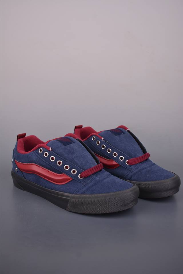 Vans Knu Skool Studded Navy Blue & Burgundy Official New Retro Casual Chubby Sho