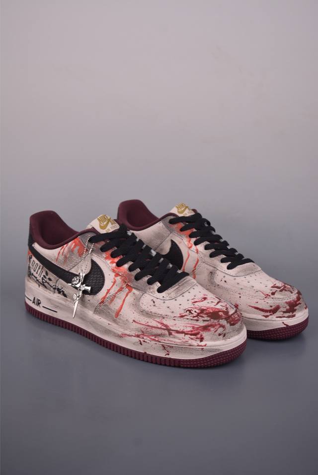 Nike Air Force 1 Low Hand-painted Graffiti, Original Last and Cardboard Design,