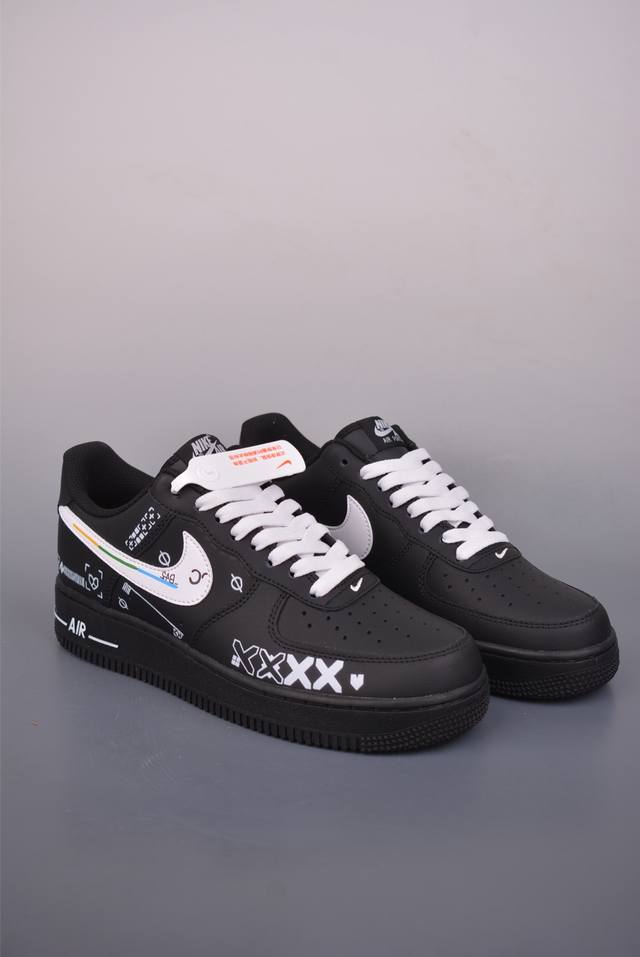 Nike Air Force 1 Low Hand-painted Graffiti, Original Last and Cardboard Design,